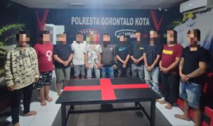 Polresta Gorontalo Kota Amankan 11 Debt Collector yang lakukan Pengrusakan Gudang ACC Finance. Foto: Humas Polresta Kota Gorontalo