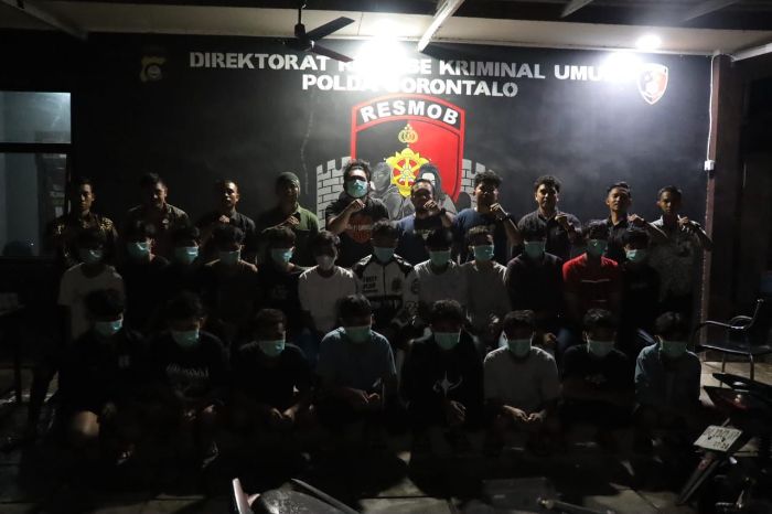 20 orang terduga pelaku pencabulan diamankan oleh pihak kepolisian. Foto: Humas Polda Gorontalo