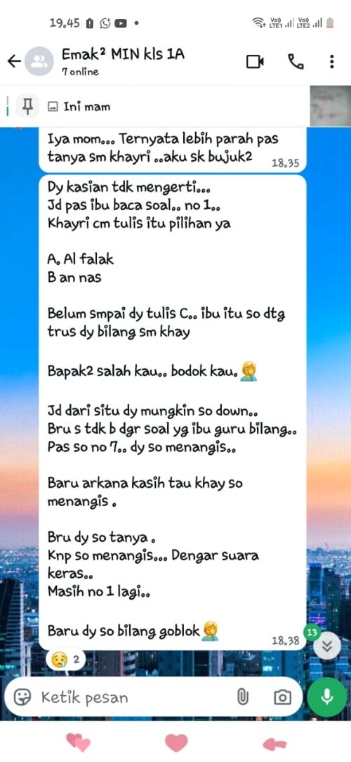 percakapan orang tua murid di whatsapp grub
