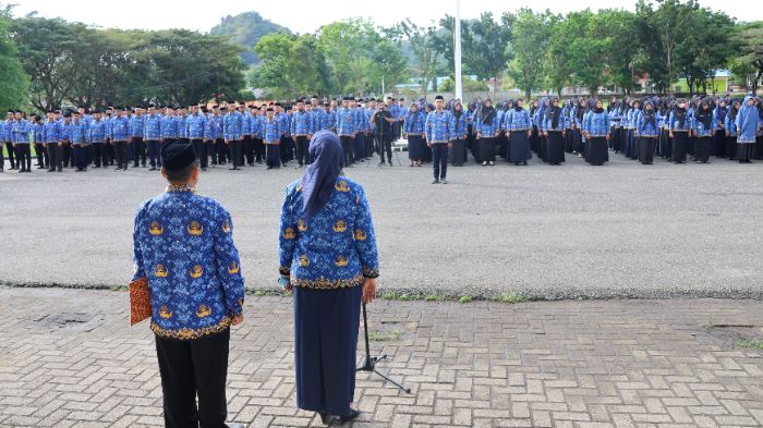 Apel Korpri Pemda Kab, Gorut yang di pimpin langsung oleh Wakil Bupati, Nurjana Hasan Yusuf. Foto: istimewa