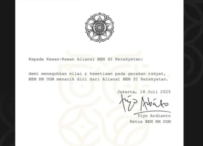 Surat pernyataan BEM KM UGM. Foto: tangkapan layar
