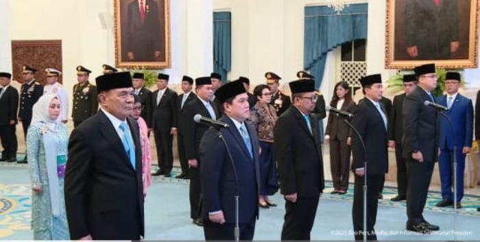 Pelantikan Kabinet Merah Putih sisa masa jabatan 2024-2029. Foto: Tangkapan layar Youtube/SekretariatPresiden