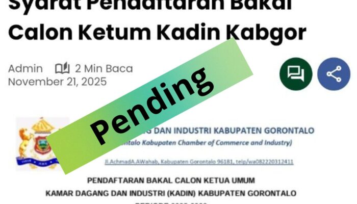 Mukab Kadin Kabupaten Gorontalo Ditunda, Panitia Menunggu Persetujuan Provinsi