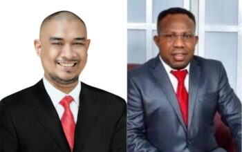 Firmansyah Hilipito, S.H (Jas Hitam), dan Frans Pigome. Foto: Istimewa