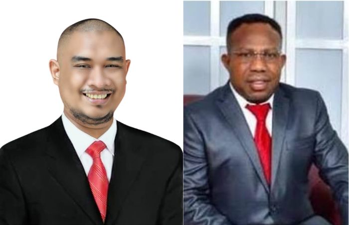 Firmansyah Hilipito, S.H (Jas Hitam), dan Frans Pigome. Foto: Istimewa