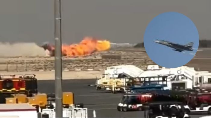 Tangkapan layar saat pesawat tejas meledak