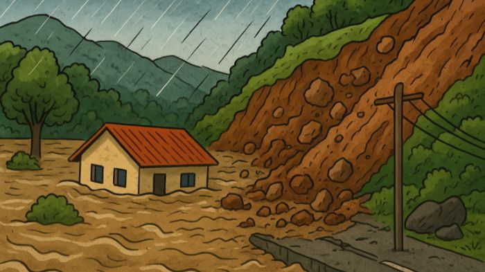 ilustrasi banjir dan longsor