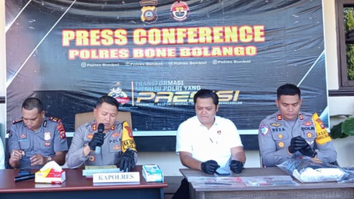 Konferensi Pers Polres Bone Bolango. Foto: Istimewa