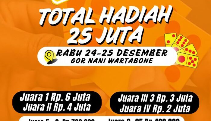 Turnamen Domino PORDI Gorontalo 2025 Meriahkan HUT ke-25 Provinsi Gorontalo