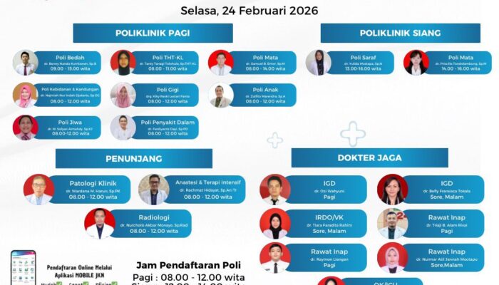 Poli Pagi – Siang Siap Layani Pasien Selasa 24 Februari 2026