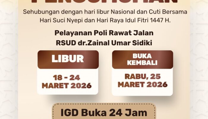 RSUD ZUS Sesuaikan Layanan Saat Libur Nasional