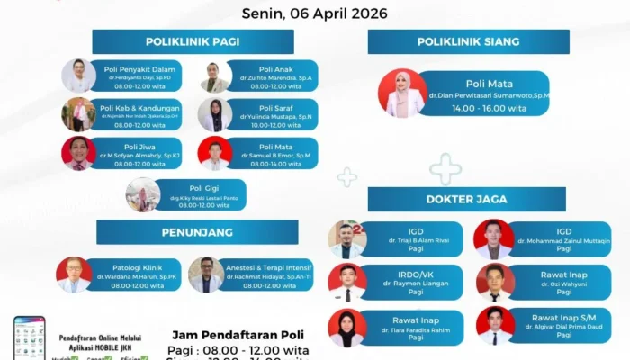 RSUD ZUS Rilis Jadwal Pelayanan Dokter Senin, 6 April 2026