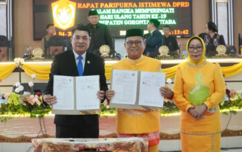 Pemkab Gorut Teken MoU Videotron di Momen HUT ke-19