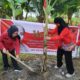 Ketua DPC PDI Perjuangan Kota Gorontalo, Yolan Polontalo saat menanam pisang. Foto: Istimewa