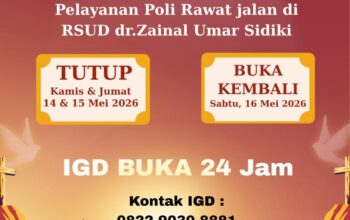 IGD Tetap Buka 24 Jam, Poli RSUD ZUS Libur 14 – 15 Mei 2026