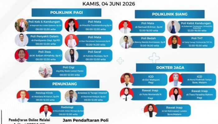 RSUD ZUS Umumkan Jadwal Pelayanan Dokter 4 Juni 2026