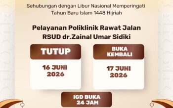 Libur Tahun Baru Islam, Pelayanan Rawat Jalan RSUD ZUS Ditutup Sementara