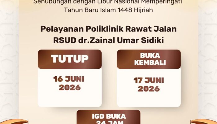 Libur Tahun Baru Islam, Pelayanan Rawat Jalan RSUD ZUS Ditutup Sementara