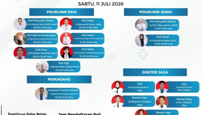RSUD ZUS Umumkan Jadwal Pelayanan Dokter Sabtu, 11 Juli 2026
