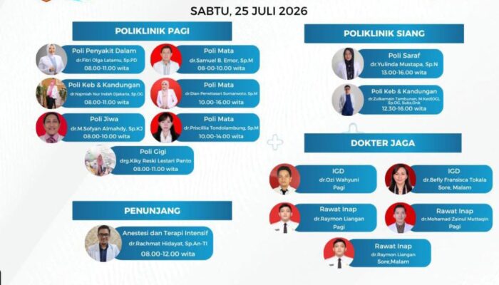 RSUD ZUS Umumkan Jadwal Pelayanan Dokter, Sabtu 25 Juli 2026