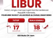 Penyesuaian Jadwal Layanan RSUD ZUS Sambut HUT RI